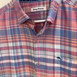 Tommy Bahama Size Large Plaid Button Down Long Sleeve Men Shirt